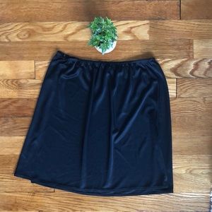 Black short satin slip with slits on sides